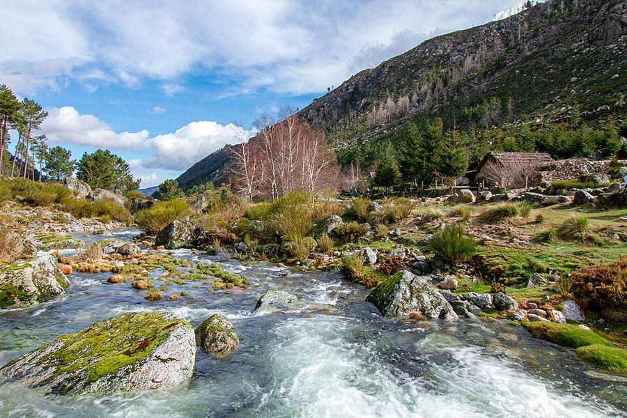 Glacial valley and mountain stream in Serra da Estrela
